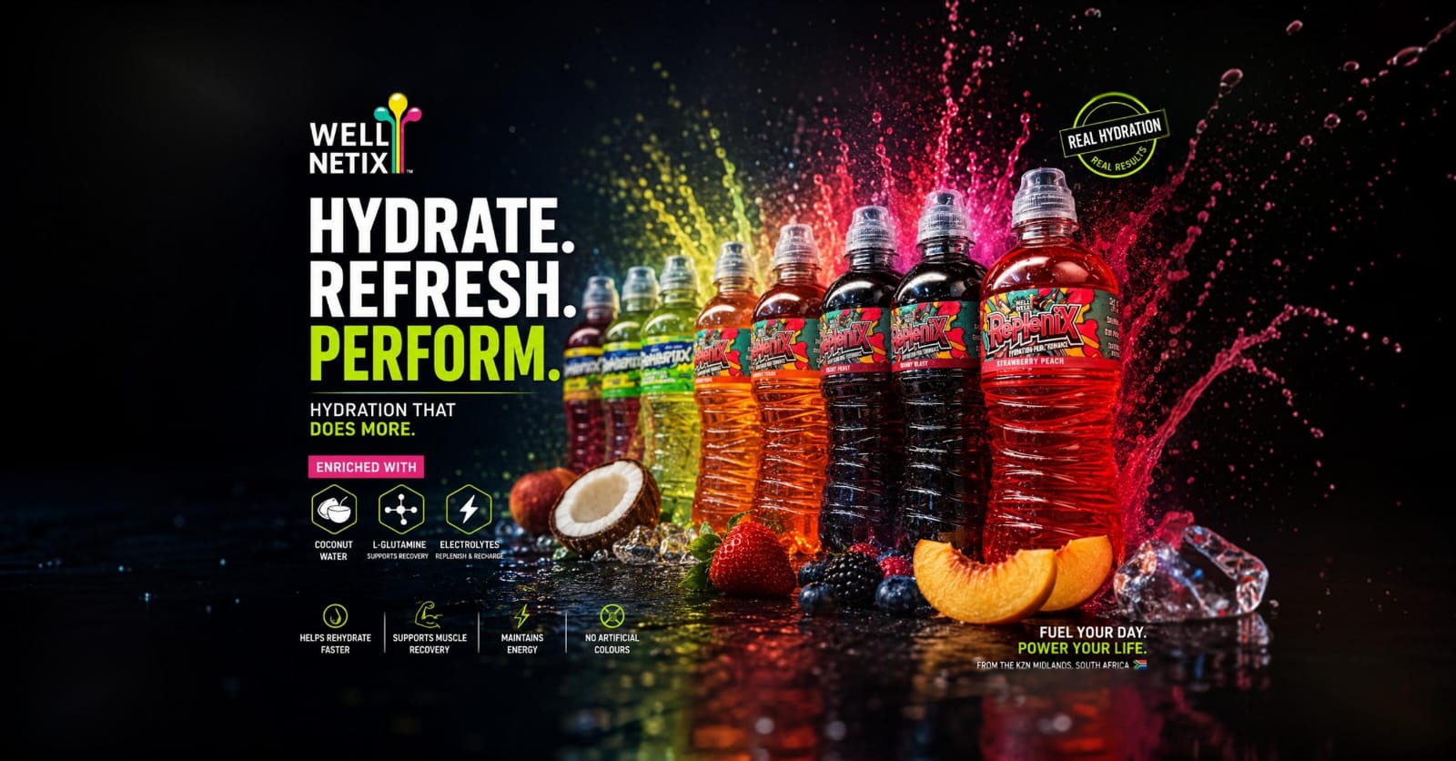 Wellnetix RepleniX full hydration range — Hydrate, Refresh, Perform